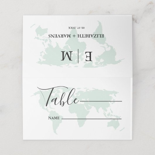 モノグラム行先旅行テーマ結婚ズ プレイスカード (外部開封)