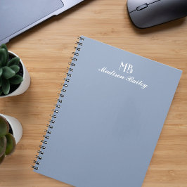 モノグラム装飾タイポグラフィダスティブルー ノートブック