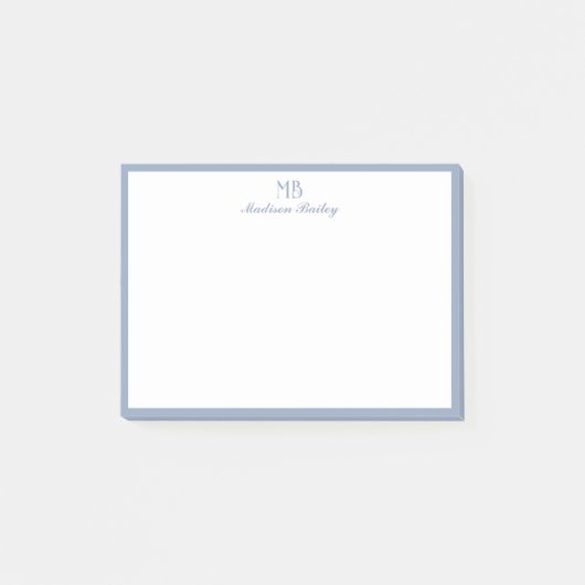 モノグラム装飾タイポグラフィ |ほこりっぽい青 ポストイット (正面)