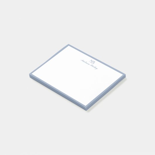 モノグラム装飾タイポグラフィ |ほこりっぽい青 ポストイット (アングル)