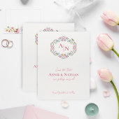 モノグラム複雑なフローラ結婚式の日付を保存