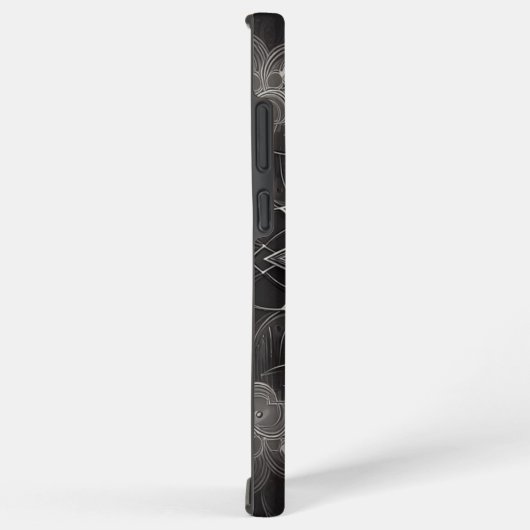 モノグラム複雑な白黒フローラ曼荼羅 SAMSUNG GALAXYケース (右側面)