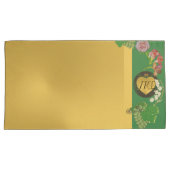 モノグラム記念日フローラグリーン/金ゴールドピラロケース 枕カバー (正面右)