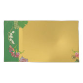 モノグラム記念日フローラグリーン/金ゴールドピラロケース 枕カバー (裏面-左)