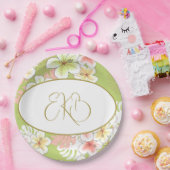 モノグラム誕生日エレガントトロピカル ペーパープレート (パーティー)