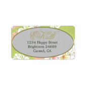 モノグラム誕生日エレガントトロピカル ラベル (正面)