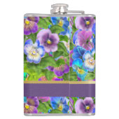 モノグラム誕生日パンシーバイオレット花水彩 フラスク (裏面)