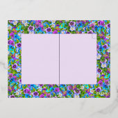 モノグラム誕生日パンシーバイオレット花水彩 箔シーズンポストカード (裏面)