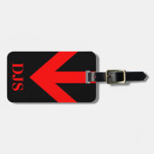 モノグラム赤いトラベル矢印オン黒 ラゲッジタグ (正面横)