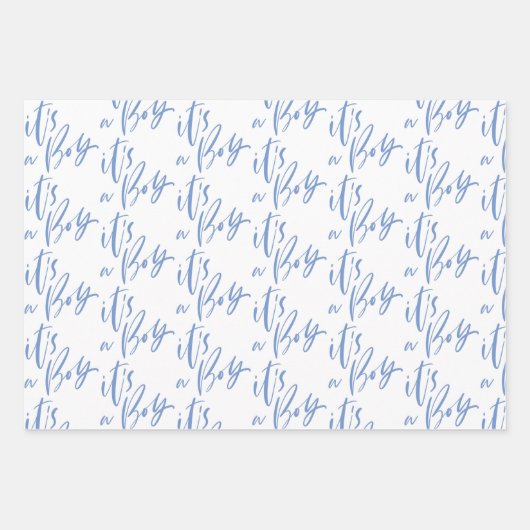 モノグラム赤ちゃん生まれたばかりのシャワー、ベビーそれは男の子 ラッピングペーパーシート (正面2)