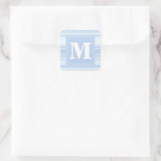 モノグラム赤ちゃん青ストライプ色 スクエアシール (バッグ)