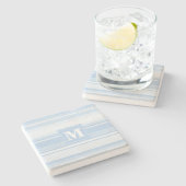 モノグラム赤ちゃん青ストライプ色 ストーンコースター (横)
