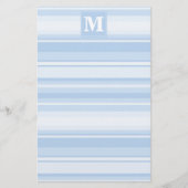 モノグラム赤ちゃん青ストライプ色 便箋 (正面)
