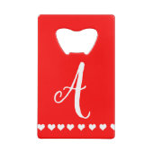 モノグラム赤と白イニシャル クレジットカード栓抜き (裏面)