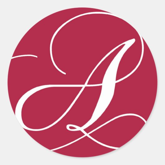 モノグラム赤と白エレガントスのステッ結婚カー ラウンドシール (正面)