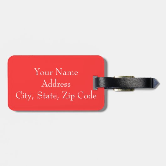 モノグラム赤と白パーソナライズされたラゲッジタグ ラゲッジタグ (裏面横)