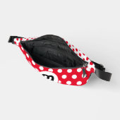 モノグラム赤と白水玉模様またはカスタム色 ファニーパック (見開き)