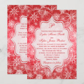 モノグラム赤と白雪片ウェディング招待2 招待状 (正面/裏面)