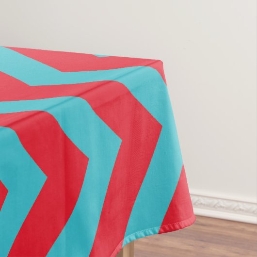 モノグラム赤と青シェブロンのクリスマステーブルクロス テーブルクロス (インサイチュ)