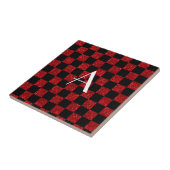 モノグラム赤と黒のグリッター市松模様に タイル (側面)