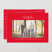 モノグラム赤の休日のフォトカード シーズンカード (正面/裏面)