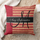 モノグラム赤ストライプズバーラップ素朴ジュテ クッション (ブランケット)