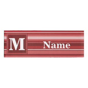 モノグラム赤ストライプ 名札