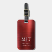 モノグラム赤ブラシ付きメタリックエレガント ラゲッジタグ (正面縦)