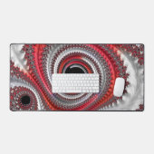 モノグラム赤モダン黒スパイラルフラクタル デスクマット (キーボード&マウス)