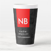 モノグラム赤灰色パタモダンーン カフェラテマグ (正面)