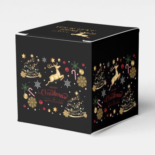 モノグラム赤金ゴールドトナカイMerry Christmas Tree フェイバーボックス (正面サイド)