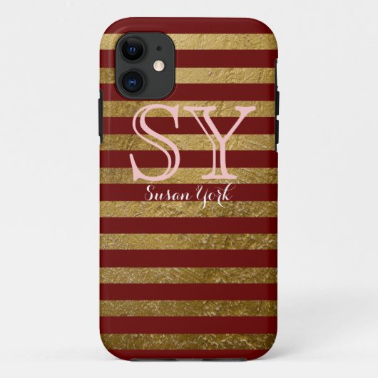 モノグラム赤金色のストライプシックスタイル Case-Mate iPhoneケース (裏面)
