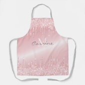 モノグラム赤面バラピンクドリッピンググリッターメタリック エプロン (正面)