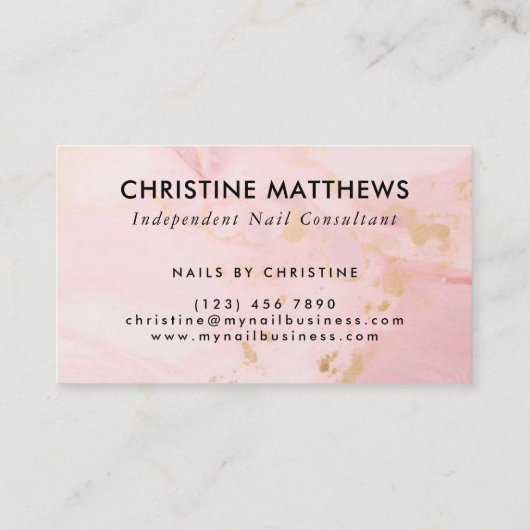 モノグラム赤面ピンクと金ゴールドモダン大理石 名刺 (裏面)