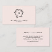 モノグラム赤面ピンクアンドブラックフローラリース 名刺 (正面/裏面)