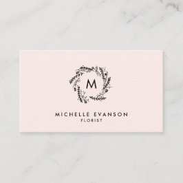モノグラム赤面ピンクアンドブラックフローラリース 名刺