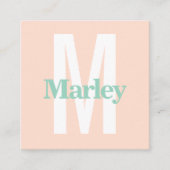 モノグラム赤面ピンクキュートシックはっきりしたスタイリッシュトレンディー スクエア名刺 (正面)