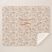 モノグラム赤面ピンクボホパープルコーラルワイルドフラワー シェルパブランケット (正面(横))