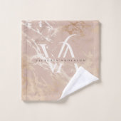 モノグラム赤面ピンクマーブルゴールドフォイルトレンディーカスタム バスタオルセット (ウォッシュタオル)