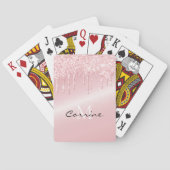 モノグラム赤面ピンクメタリック滴下グリッター トランプ (裏面)