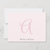 モノグラム赤面ピンクモダンミニマルフェミニンリスト サンキューカード (正面)