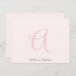 モノグラム赤面ピンクモダンミニマルフェミニンリスト サンキューカード