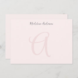 モノグラム赤面ピンクモダンミニマルフェミニンリスト ノートカード