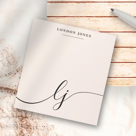 モノグラム赤面ピンクモダンミニマルフェミニンリスト ノートパッド