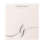 モノグラム赤面ピンクモダンミニマルフェミニンリスト ノートパッド (正面)