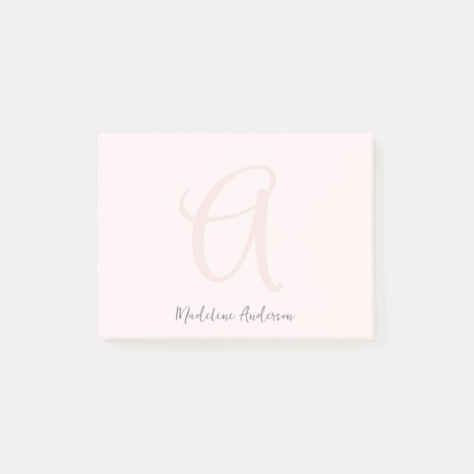 モノグラム赤面ピンクモダンミニマルフェミニンリスト ポストイット (正面)