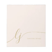 モノグラム赤面ピンクモダン金ゴールドミニマルフェミニン ノートパッド (正面)