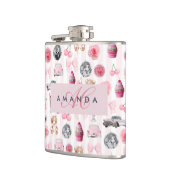 モノグラム赤面ピンクレトロディスコボールコケット フラスク (左)