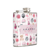 モノグラム赤面ピンクレトロディスコボールコケット フラスク (右)