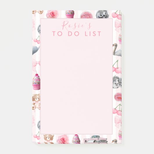 モノグラム赤面ピンクレトロディスコボールコケット ポストイット (正面)